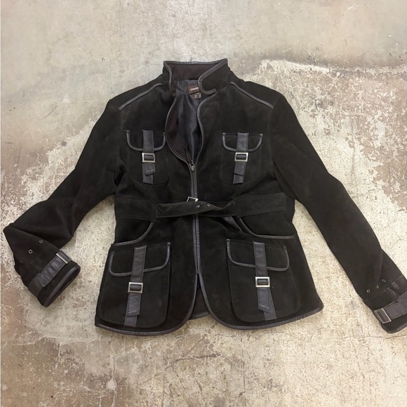 Danier Jackets & Blazers - Danier chocolate brown Utility Jacket with Buckle Accents belted